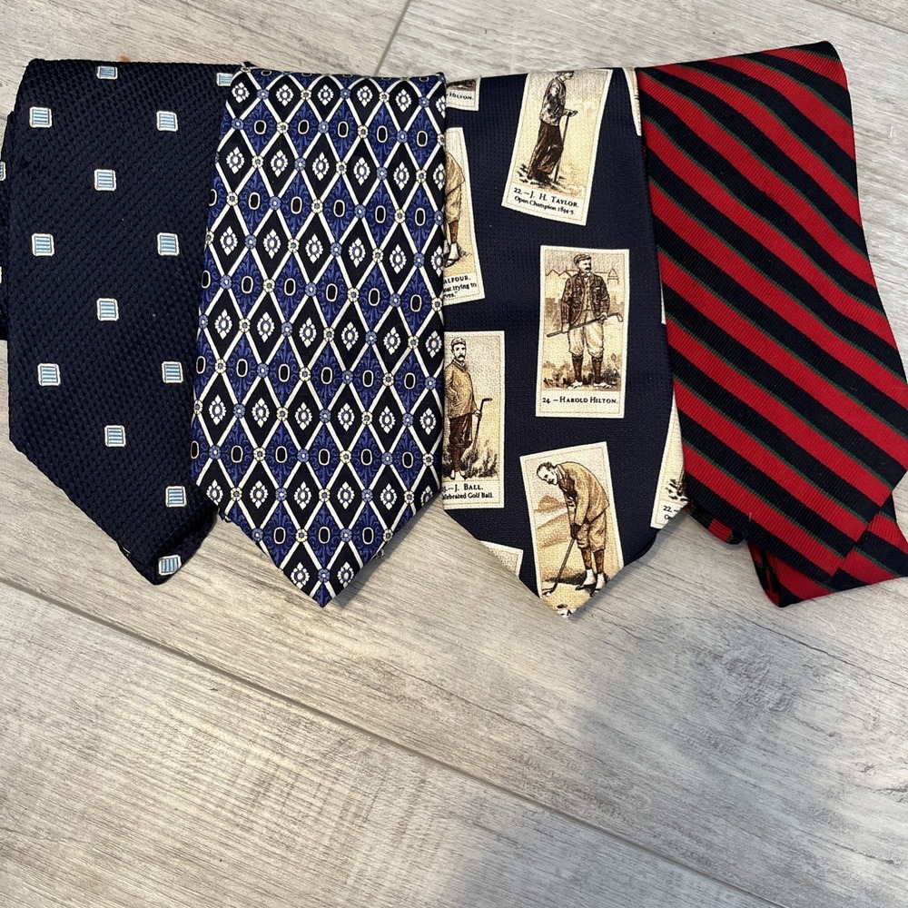 Lot of 4 Lands' End Neckties - 100% Silk  Great Variety